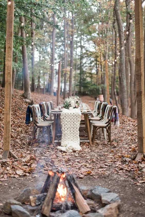 décoration table mariage dans les bois